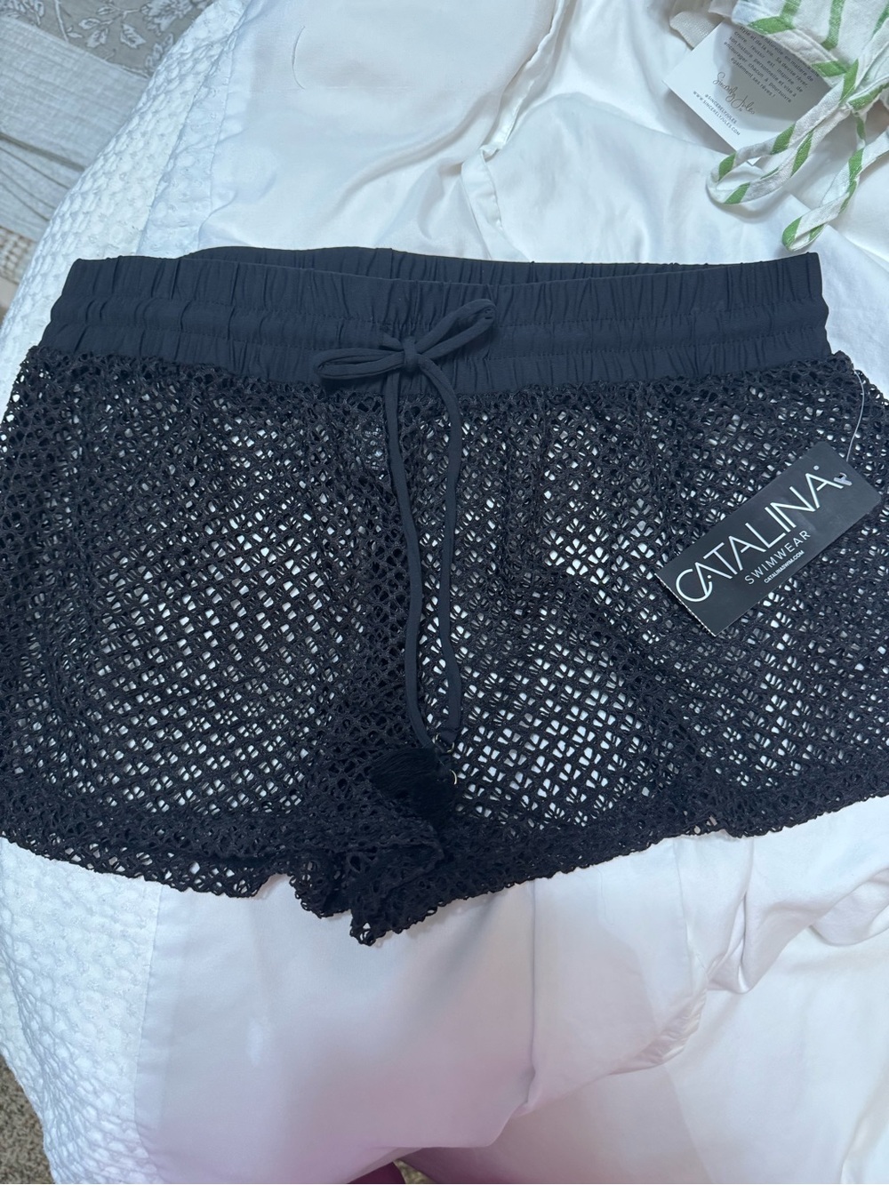 Catalina Black Crochet Swim Cover-Up Shorts